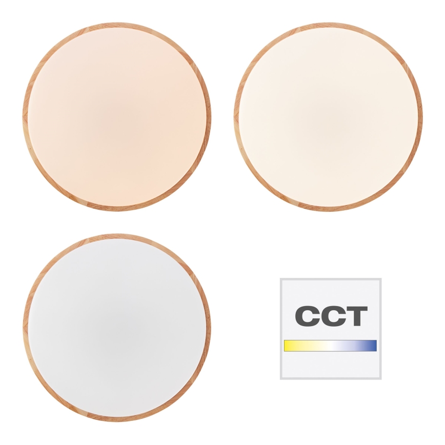 Brilliant - Luminaria de techo LED regulable SLIMLINE LED/60W/230V 3000-6500K Ø 45 cm madera de hevea + mando a distancia