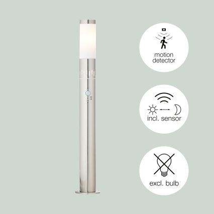 Brilliant - Lámpara LED de exterior con sensor LEIGH LED/0,9W/230V + 1xE27/11W 80 cm IP44 cromo brillante