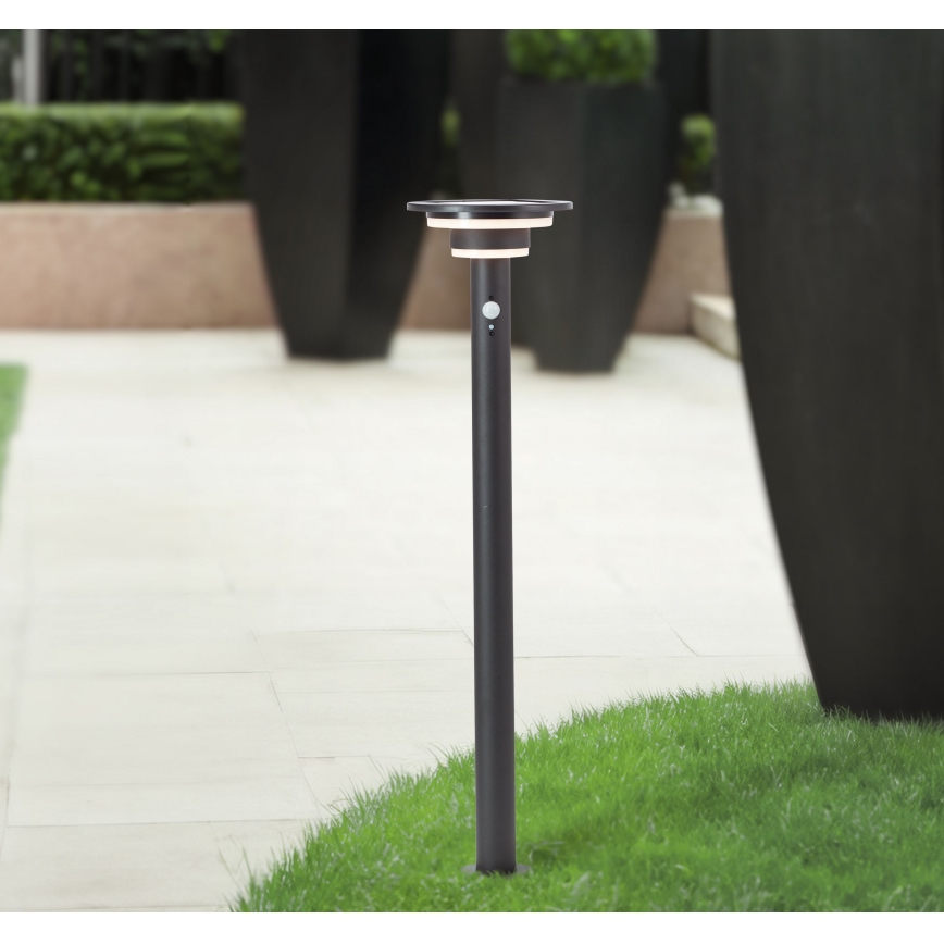 Brilliant - Lámpara solar LED con sensor GARVINA LED/3W/3,7V 2000 mAh 85 cm IP44 negro
