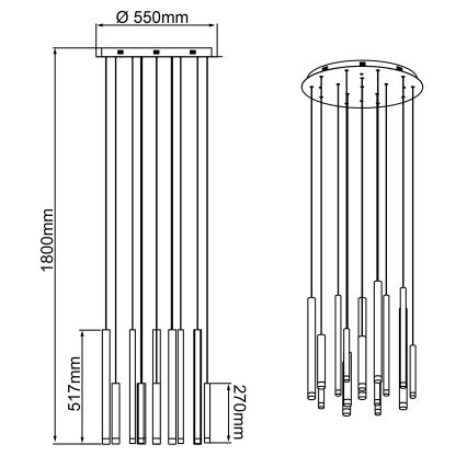 Brilliant - Lámpara colgante LED regulable con cable CEMBALO LED/70W/230V cromo mate/negro/marrón