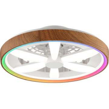 Brilliant - LED RGBW Ventilador de techo regulable GAIANO LED/24W/230V 2700-6500K diá. 48 cm marrón + control remoto