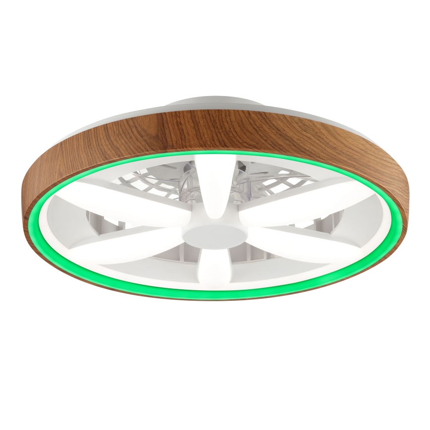 Brilliant - LED RGBW Ventilador de techo regulable GAIANO LED/24W/230V 2700-6500K diá. 48 cm marrón + control remoto