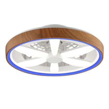Brilliant - LED RGBW Ventilador de techo regulable GAIANO LED/24W/230V 2700-6500K diá. 48 cm marrón + control remoto