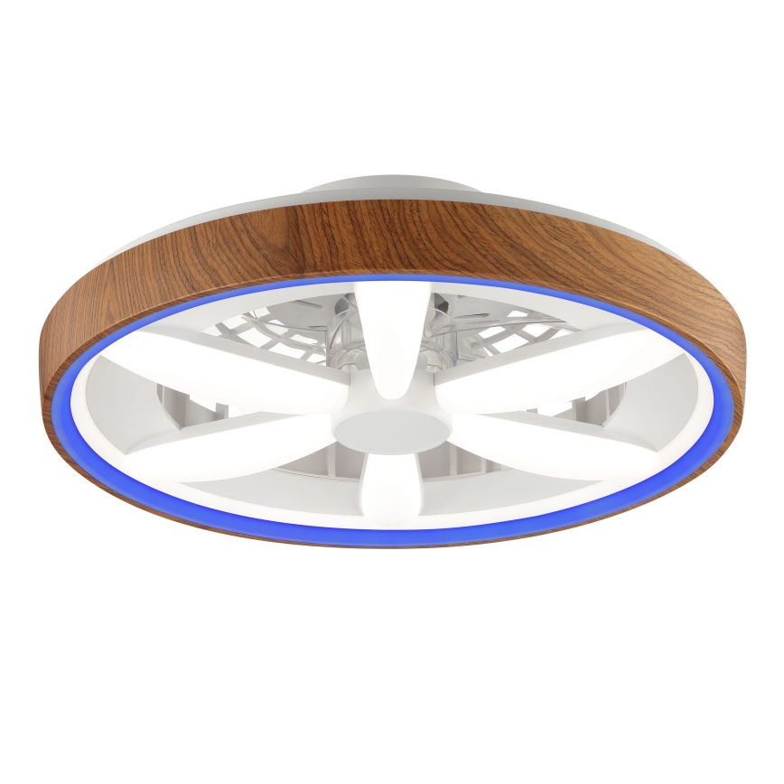 Brilliant - LED RGBW Ventilador de techo regulable GAIANO LED/24W/230V 2700-6500K diá. 48 cm marrón + control remoto