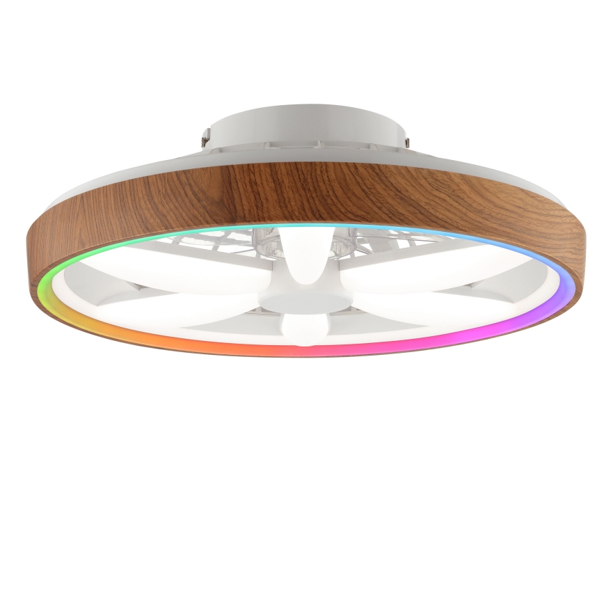 Brilliant - LED RGBW Ventilador de techo regulable GAIANO LED/24W/230V 2700-6500K diá. 48 cm marrón + control remoto