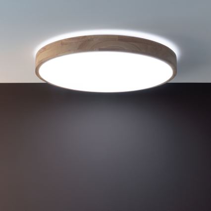 Brilliant - Lámpara de techo LED regulable SLIMLINE LED/60W/230V 3000-6500K Ø 45 cm en madera de hevea + mando a distancia