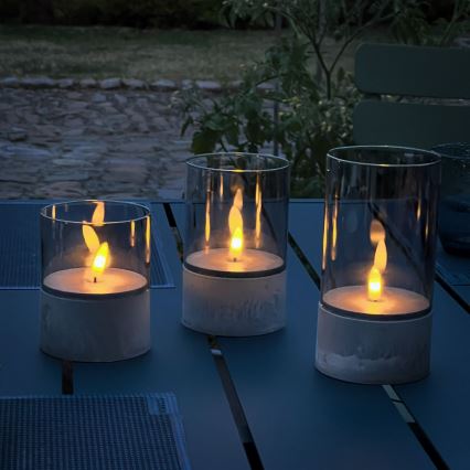 Brilliant - Pack de 3 velas LED BOUGIE LED/2xAA IP44 gris/ahumado