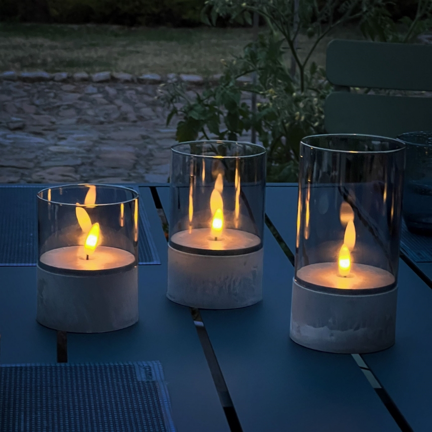 Brilliant - Pack de 3 velas LED BOUGIE LED/2xAA IP44 gris/ahumado