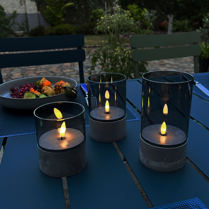Brilliant - Pack de 3 velas LED BOUGIE LED/2xAA IP44 gris/ahumado