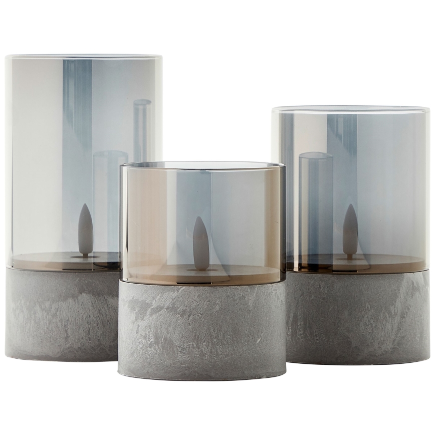 Brilliant - Pack de 3 velas LED BOUGIE LED/2xAA IP44 gris/ahumado