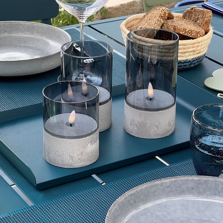 Brilliant - Pack de 3 velas LED BOUGIE LED/2xAA IP44 gris/ahumado