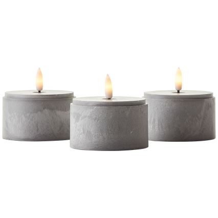 Brilliant - Pack de 3 velas LED BOUGIE LED/2xAA IP44 gris/ahumado