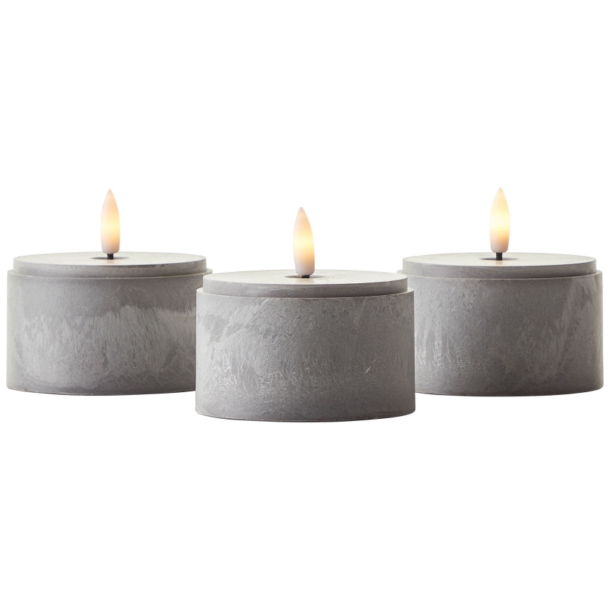 Brilliant - Pack de 3 velas LED BOUGIE LED/2xAA IP44 gris/ahumado