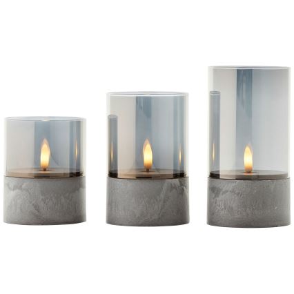 Brilliant - Pack de 3 velas LED BOUGIE LED/2xAA IP44 gris/ahumado