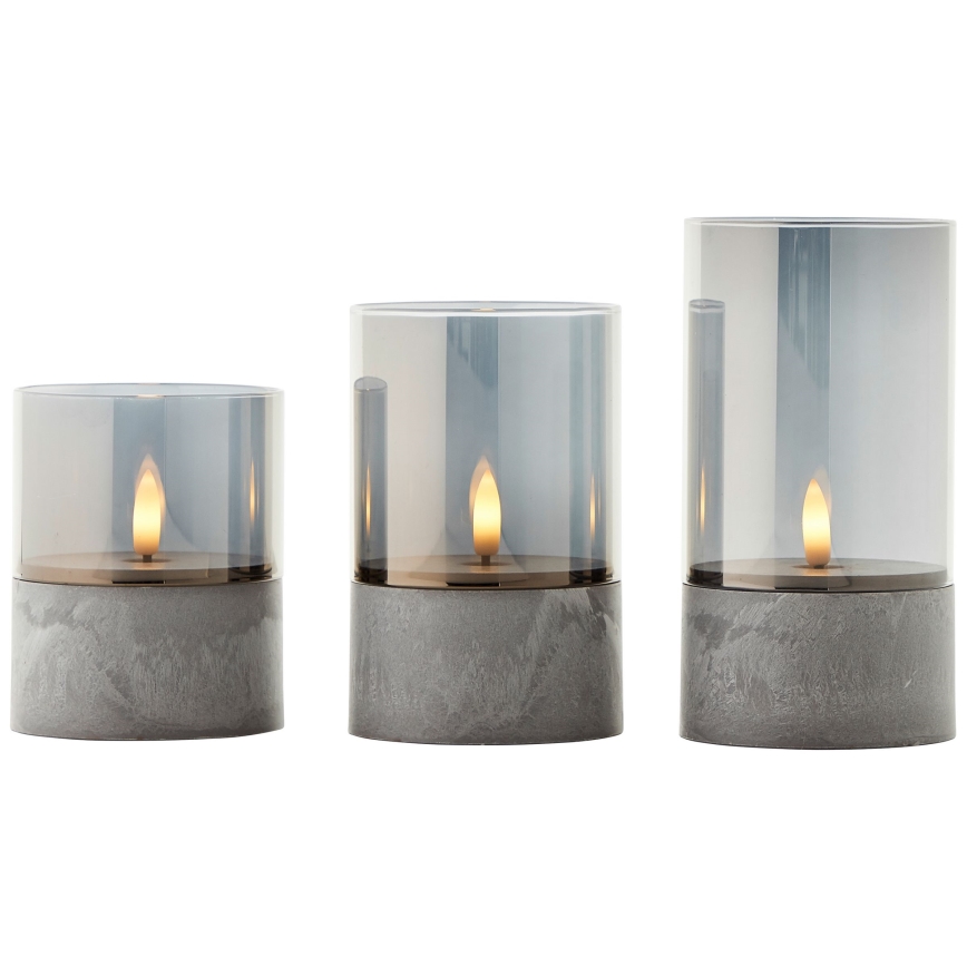 Brilliant - Pack de 3 velas LED BOUGIE LED/2xAA IP44 gris/ahumado