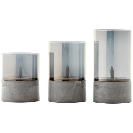 Brilliant - Pack de 3 velas LED BOUGIE LED/2xAA IP44 gris/ahumado