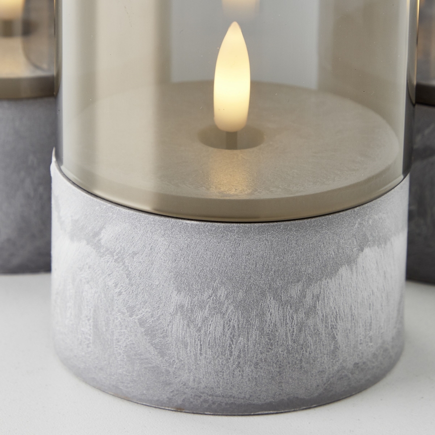 Brilliant - Pack de 3 velas LED BOUGIE LED/2xAA IP44 gris/ahumado