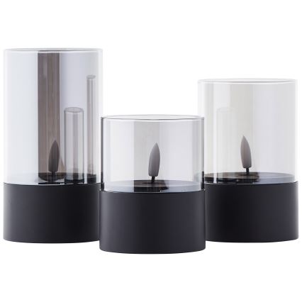 Brilliant - Pack de 3 velas LED BOUGIE LED/2xAA IP44 negro/ahumado