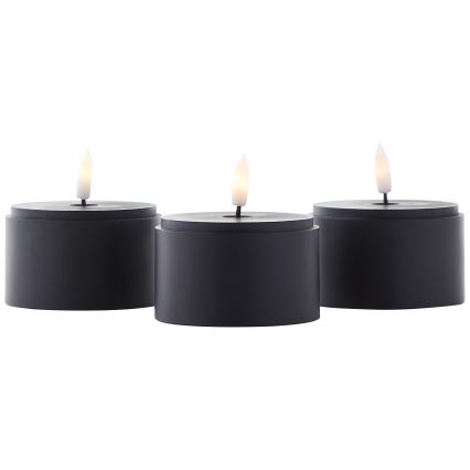 Brilliant - Pack de 3 velas LED BOUGIE LED/2xAA IP44 negro/ahumado