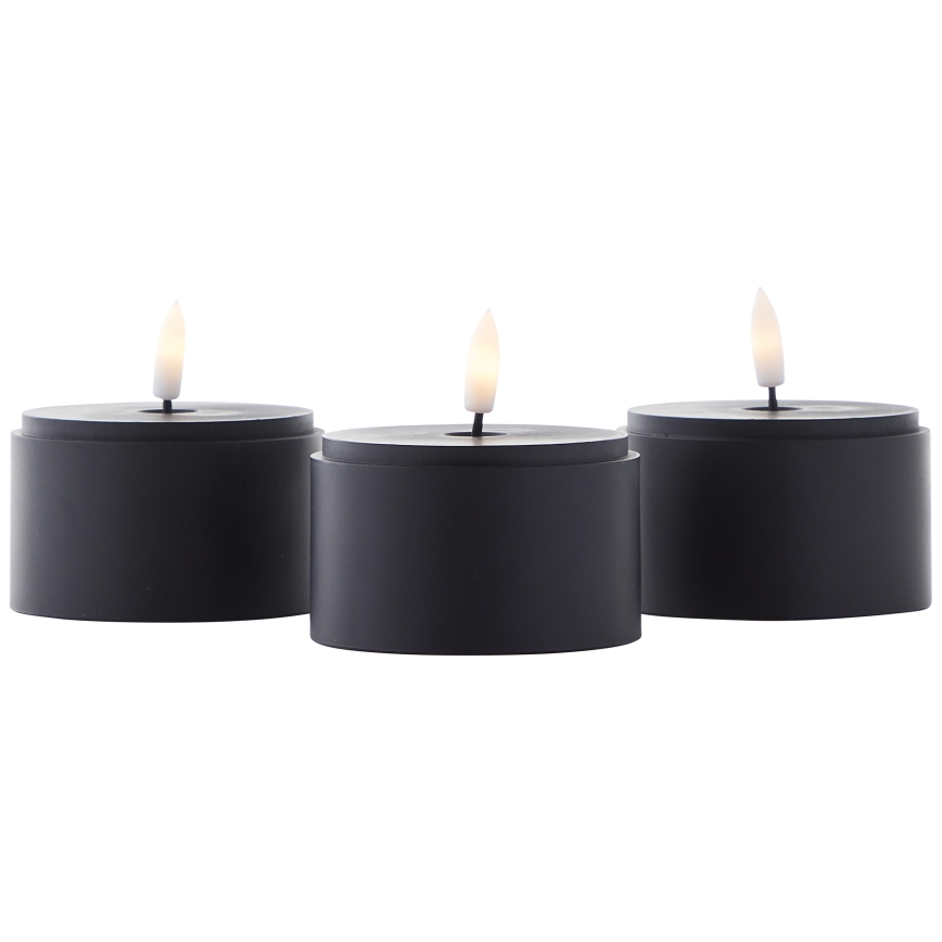 Brilliant - Pack de 3 velas LED BOUGIE LED/2xAA IP44 negro/ahumado