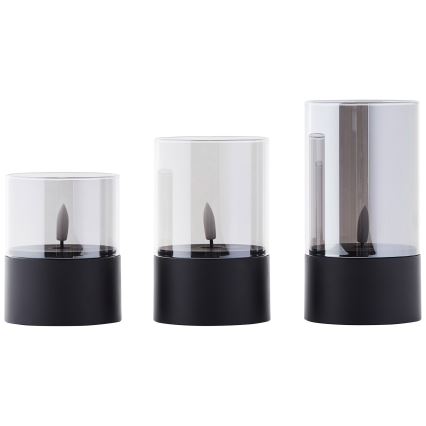 Brilliant - Pack de 3 velas LED BOUGIE LED/2xAA IP44 negro/ahumado