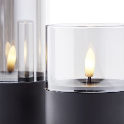Brilliant - Pack de 3 velas LED BOUGIE LED/2xAA IP44 negro/ahumado