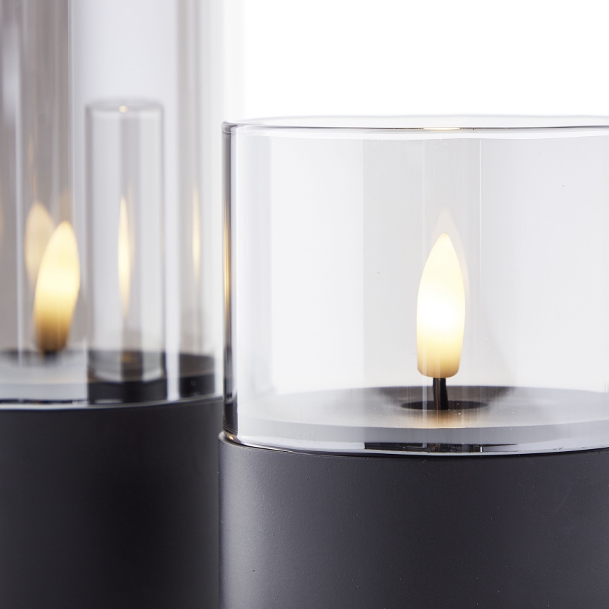 Brilliant - Pack de 3 velas LED BOUGIE LED/2xAA IP44 negro/ahumado
