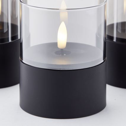 Brilliant - Pack de 3 velas LED BOUGIE LED/2xAA IP44 negro/ahumado