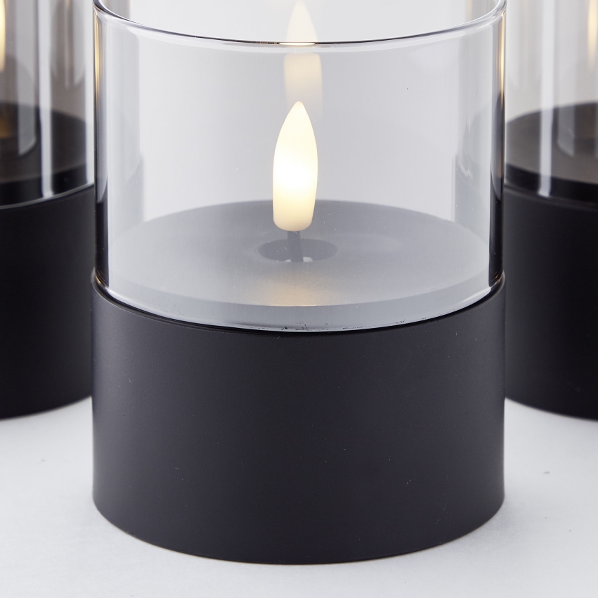 Brilliant - Pack de 3 velas LED BOUGIE LED/2xAA IP44 negro/ahumado