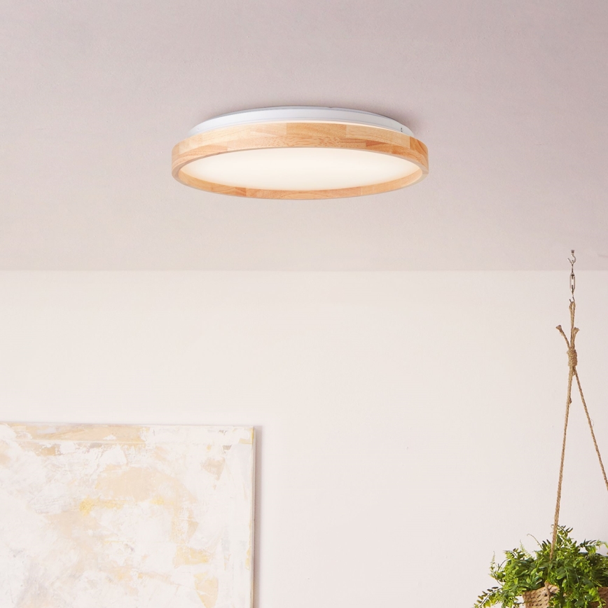 Brilliant - Plafón LED ALSON LED/26W/230V 3000/4500K diá. 39,5 cm madera de caucho