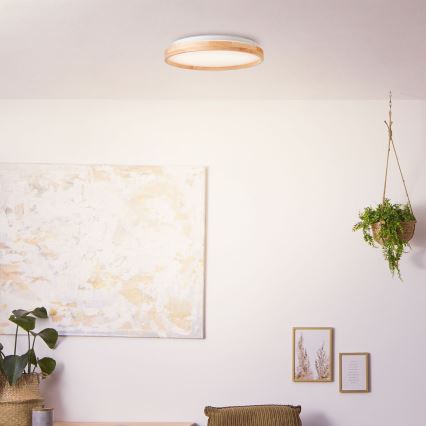 Brilliant - Plafón LED ALSON LED/26W/230V 3000/4500K diá. 39,5 cm madera de caucho