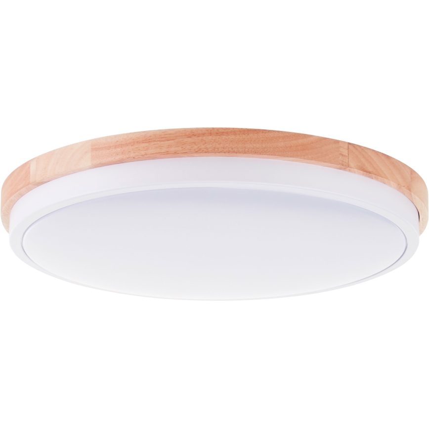Brilliant - Plafón LED regulable BAARLO LED/24W/230V diá. 35 cm blanco/madera de caucho