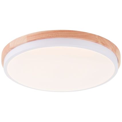 Brilliant - Plafón LED regulable BAARLO LED/24W/230V diá. 35 cm blanco/madera de caucho