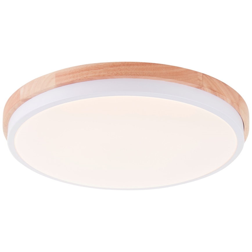 Brilliant - Plafón LED regulable BAARLO LED/24W/230V diá. 35 cm blanco/madera de caucho