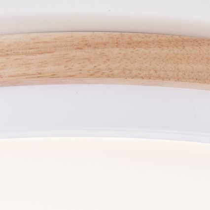 Brilliant - Plafón LED regulable BAARLO LED/24W/230V diá. 35 cm blanco/madera de caucho