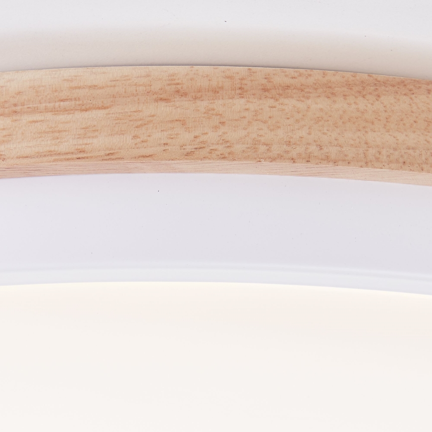 Brilliant - Plafón LED regulable BAARLO LED/24W/230V diá. 35 cm blanco/madera de caucho