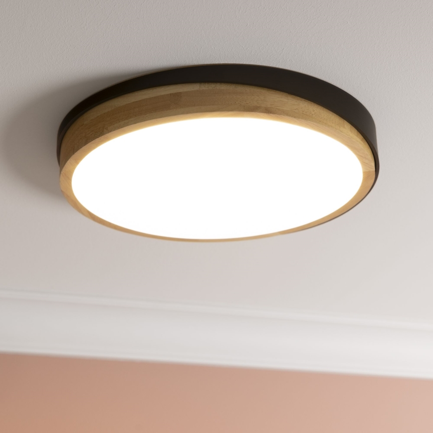 Brilliant - Plafón LED regulable BAARLO LED/24W/230V diá. 35 cm negro/madera de caucho