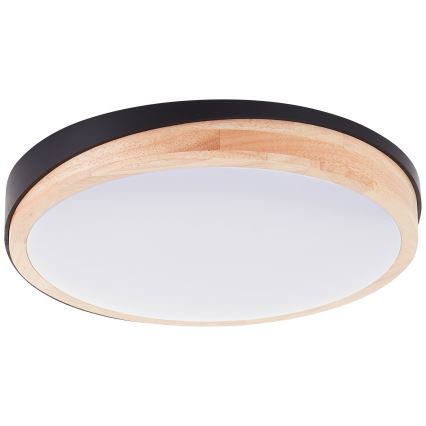 Brilliant - Plafón LED regulable BAARLO LED/24W/230V diá. 35 cm negro/madera de caucho