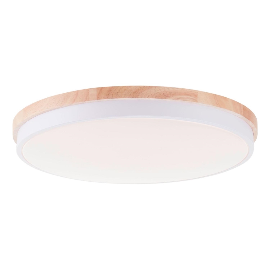 Brilliant - Plafón LED regulable BAARLO LED/36W/230V 3000-6500K diá. 50 cm blanco/madera de caucho + control remoto