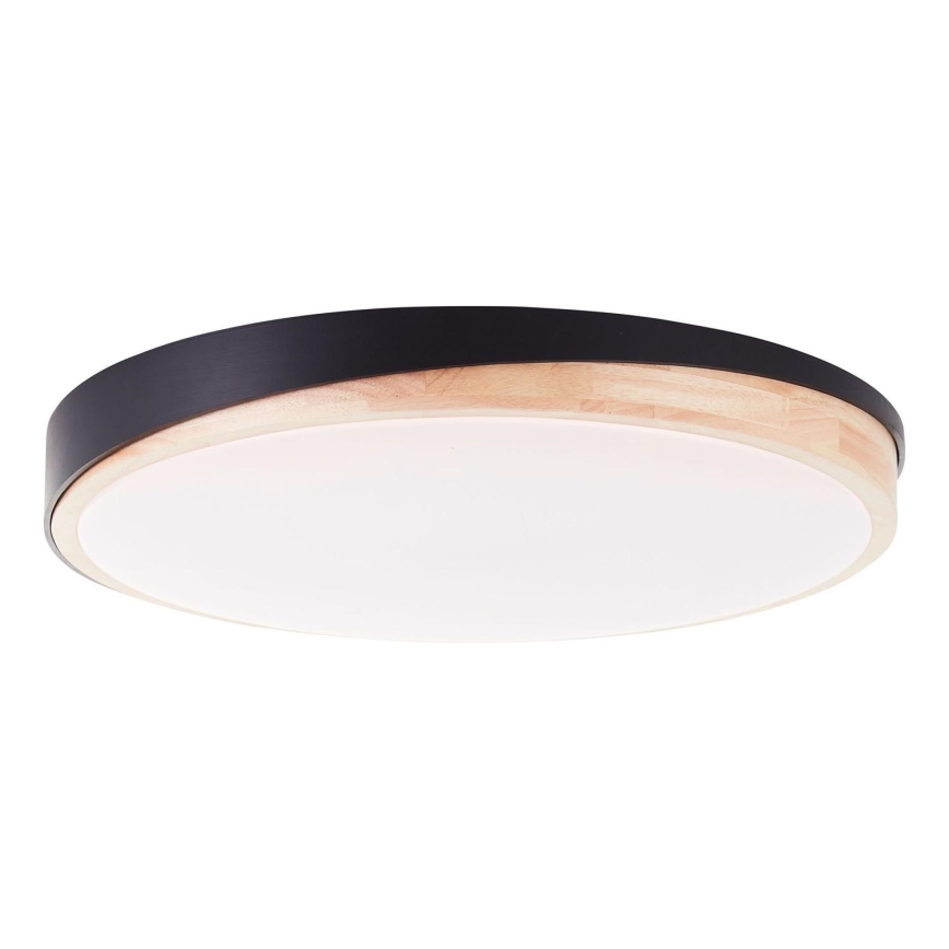 Brilliant - Plafón LED regulable BAARLO LED/36W/230V 3000-6500K diá. 50 cm negro/madera de caucho + control remoto