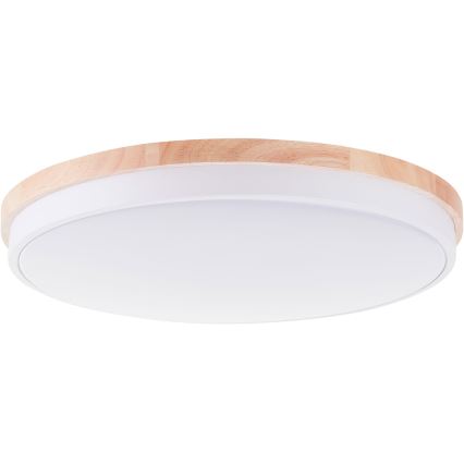 Brilliant - Plafón LED regulable BAARLO LED/36W/230V 3000-6500K diá. 50 cm blanco/madera de caucho + control remoto