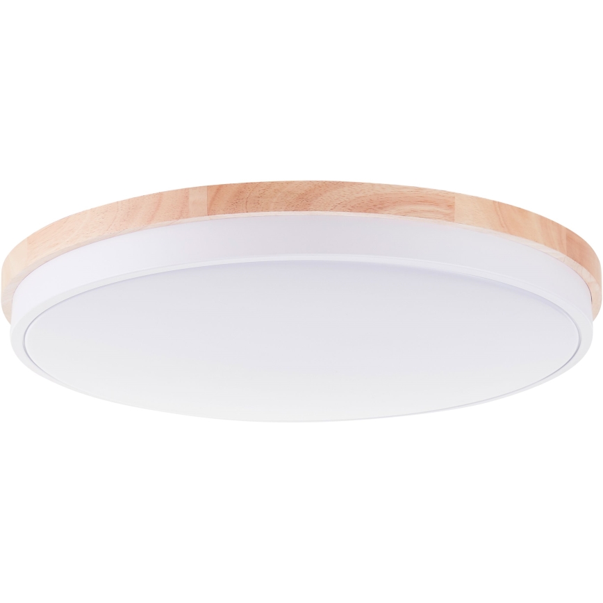 Brilliant - Plafón LED regulable BAARLO LED/36W/230V 3000-6500K diá. 50 cm blanco/madera de caucho + control remoto