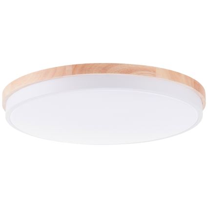 Brilliant - Plafón LED regulable BAARLO LED/36W/230V 3000-6500K diá. 50 cm blanco/madera de caucho + control remoto