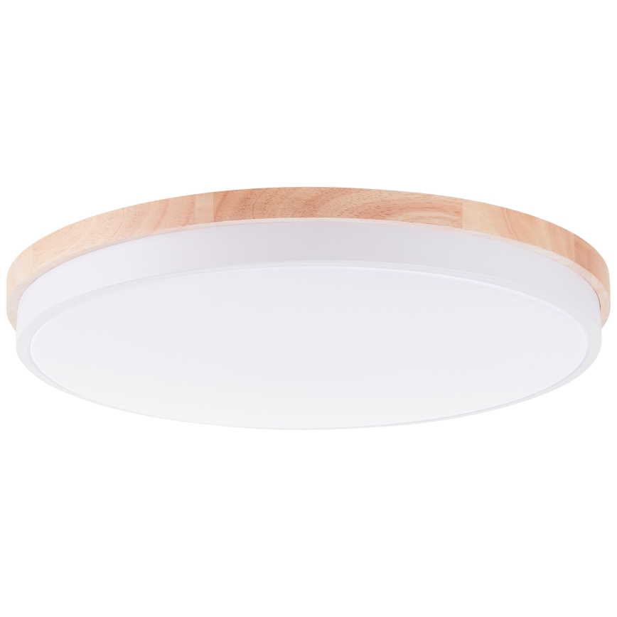 Brilliant - Plafón LED regulable BAARLO LED/36W/230V 3000-6500K diá. 50 cm blanco/madera de caucho + control remoto
