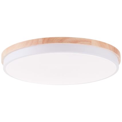 Brilliant - Plafón LED regulable BAARLO LED/36W/230V 3000-6500K diá. 50 cm blanco/madera de caucho + control remoto