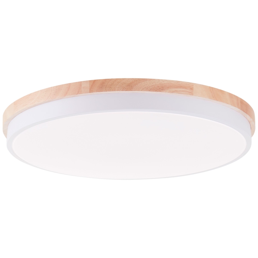 Brilliant - Plafón LED regulable BAARLO LED/36W/230V 3000-6500K diá. 50 cm blanco/madera de caucho + control remoto