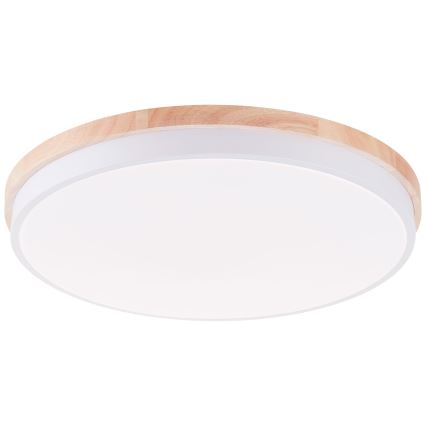 Brilliant - Plafón LED regulable BAARLO LED/36W/230V 3000-6500K diá. 50 cm blanco/madera de caucho + control remoto