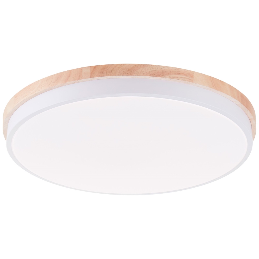 Brilliant - Plafón LED regulable BAARLO LED/36W/230V 3000-6500K diá. 50 cm blanco/madera de caucho + control remoto