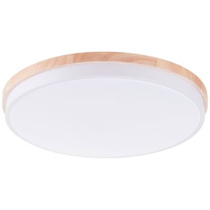 Brilliant - Plafón LED regulable BAARLO LED/36W/230V 3000-6500K diá. 50 cm blanco/madera de caucho + control remoto
