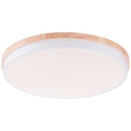 Brilliant - Plafón LED regulable BAARLO LED/36W/230V 3000-6500K diá. 50 cm blanco/madera de caucho + control remoto